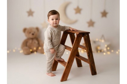 Escada de madeira 3 degraus marrom