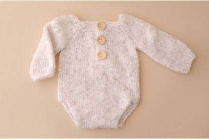 Body Tricot Branco Mescla - Newborn Body Tricot Branco Mescla - Newborn