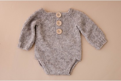 Body Tricot Cinza Claro - Newborn