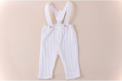 Calça Com Suspensório Branca -  Newborn