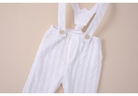 Calça Com Suspensório Branca -  Newborn