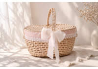 Cestinho de Palha Piquenique G - Rosa