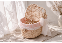 Cestinho de Palha Piquenique G - Rosa