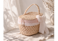 Cestinho de Palha Piquenique G - Rosa