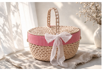 Cestinho de Palha Piquenique G - Vermelho