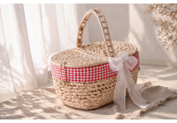 Cestinho de Palha Piquenique G - Vermelho