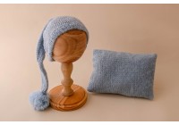 Conjunto Gorro + Travesseiro Tricot - Azul
