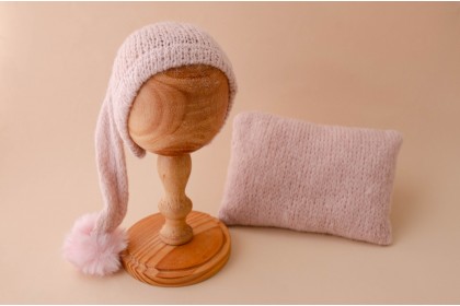 Conjunto Gorro + Travesseiro Tricot - Champagne 1