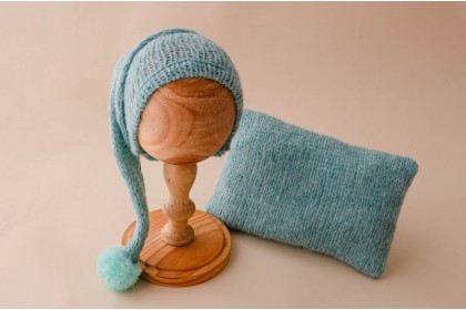 Conjunto Gorro + Travesseiro Tricot - Esmeralda