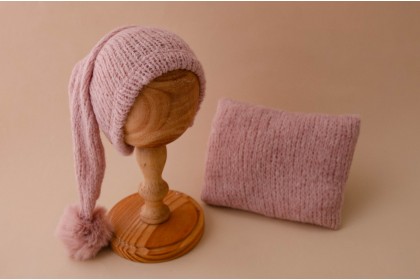 Conjunto Gorro + Travesseiro Tricot - Mauve