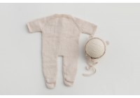 Conjunto Macacão + Touca Tricot Bege 2 - Newborn