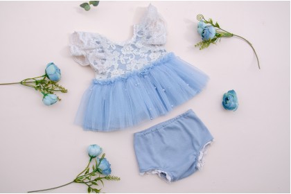 Conjunto Renda Azul - Newborn