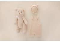 Conjunto Roupinha + Ursinho Creme M - Newborn (sob encomenda)