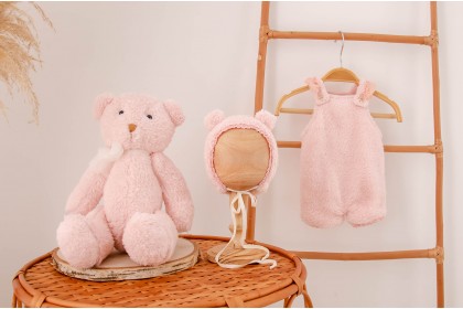 Conjunto Roupinha + Ursinho Rosa M - Newborn