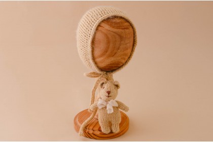 Conjunto Touca + Ursinho Bege