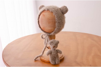 Conjunto Touca + Ursinho Marrom Fluffy 1