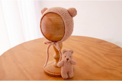 Conjunto Touca + Ursinho Peach