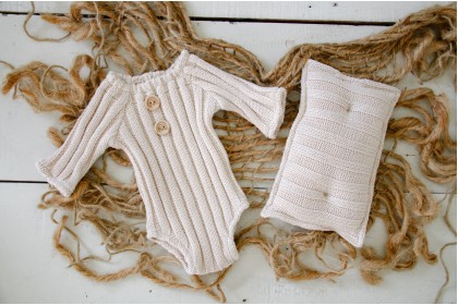 Conjunto Tricot Bege - Newborn