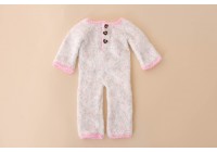 Conjunto Tricot Coração Mescla Branco  - Newborn