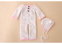 Conjunto Tricot Coração Mescla Branco  - Newborn