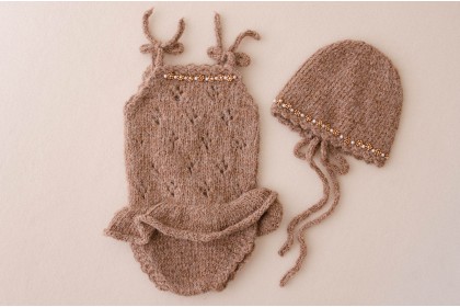 Conjunto Tricot Kate Marrom 1 - Newborn Conjunto Tricot Kate Marrom 1 - Newborn