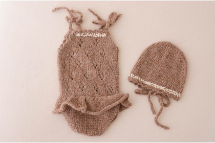 Conjunto Tricot Kate Marrom 2 - Newborn Conjunto Tricot Kate Marrom 2 - Newborn