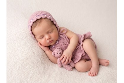 Conjunto Tricot Kate Mauve 1 - Newborn Conjunto Tricot Kate Mauve 1 - Newborn