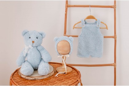 Conjunto Roupinha + Ursinho Azul M - Newborn
