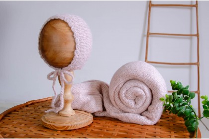 Conjunto Wrap Tricot Max + Touca Nuvem Champagne