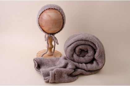 Conjunto Wrap Tricot Max + Touca Nuvem Marrom