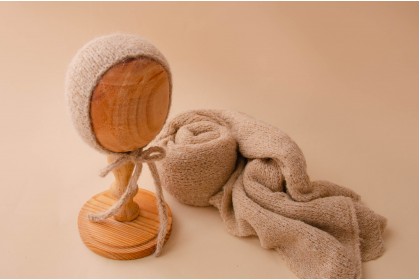 Conjunto Wrap Tricot Max + Touca Nuvem Nude
