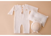 Kit Macacão Ursinho Newborn - Off White