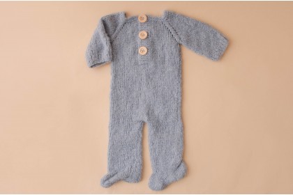 Macacão Tricot C/ Pezinho Azul - Newborn Macacão Tricot C/ Pezinho Azul - Newborn