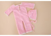 Conjunto Tricot Coração Rosa - Newborn