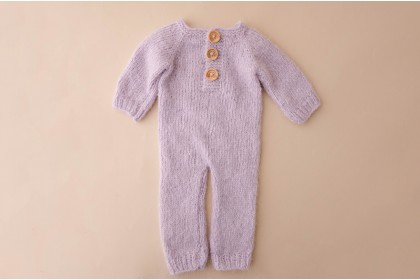 Macacão Tricot Lilás - Newborn  (sob encomenda)