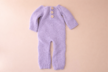 Macacão Tricot Lilás - Newborn 