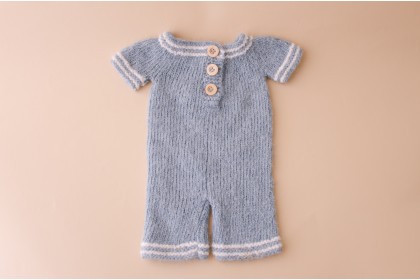 Macacaquinho Tricot Listras Azul - Newborn