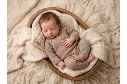 Macacão Tricot Marrom - Newborn