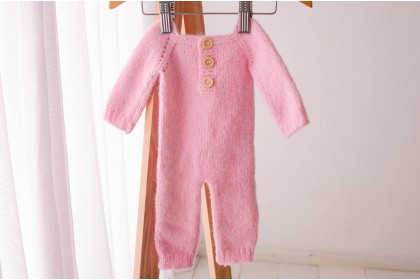 Macacão Tricot Rosa - Newborn