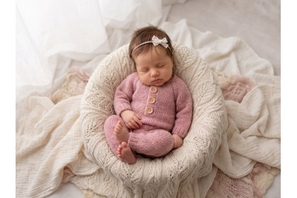 Macacão Tricot Rosé - Newborn