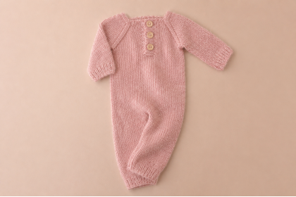 Macacão Tricot Rosé - Newborn Macacão Tricot Rosé - Newborn