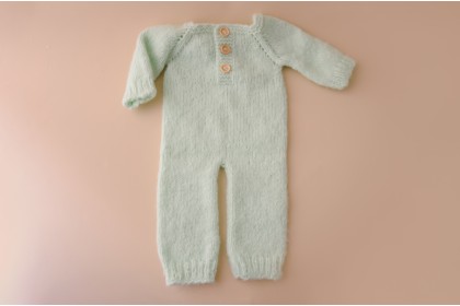 Macacão Tricot Verde Claro - 1 a 3 Meses