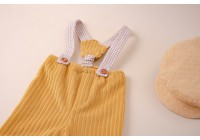 Short Com Suspensório + Boina Dupla Face Mostarda  -  Newborn