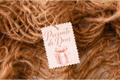 Tag Decorativa - Presente de Deus - Bege