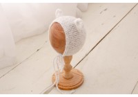 Touca Tricot Orelhinha Branca