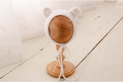 Touca Tricot Orelhinha Branca
