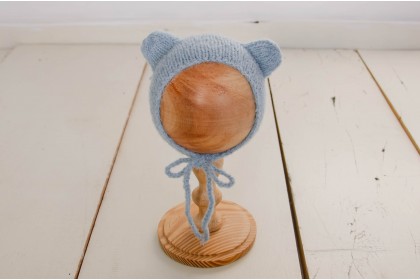 Touca Tricot Orelhinha Azul