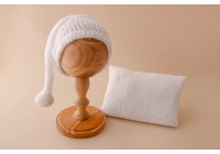 Conjunto Gorro + Travesseiro Tricot - Branco Neve
