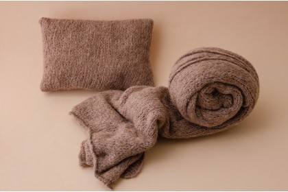 Conjunto Wrap + Travesseiro Tricot - Marrom