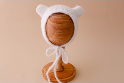 Touca Tricot Orelhinha Branco Neve